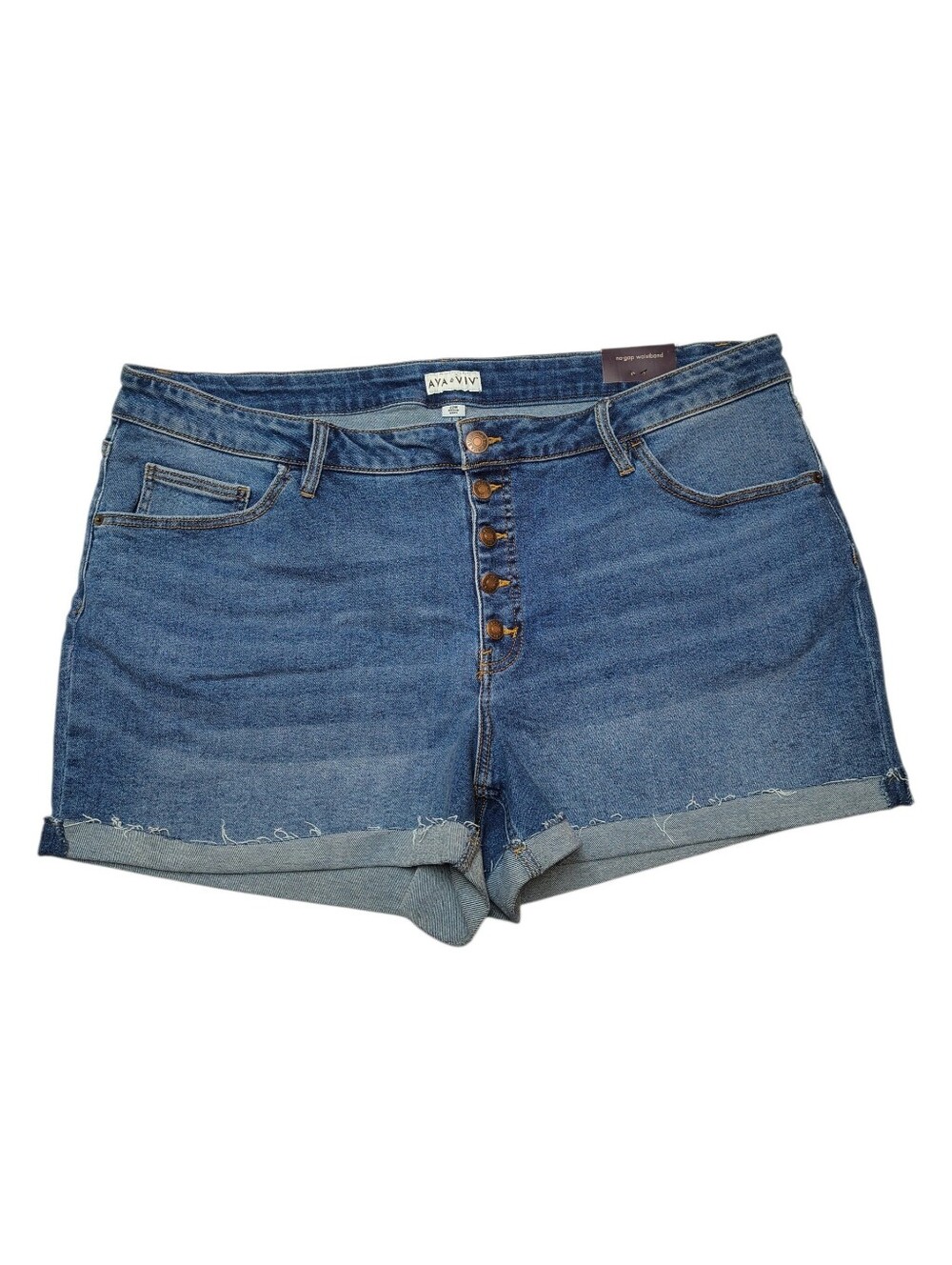 NWT Ava & Viv Buttonfly Midi Denim Shorts Size 22W